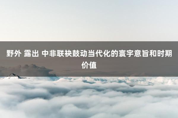 野外 露出 中非联袂鼓动当代化的寰宇意旨和时期价值