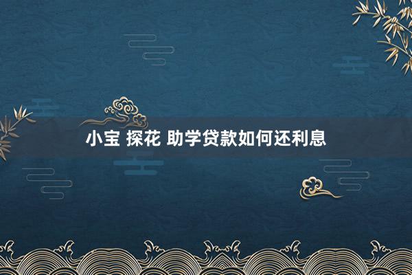 小宝 探花 助学贷款如何还利息