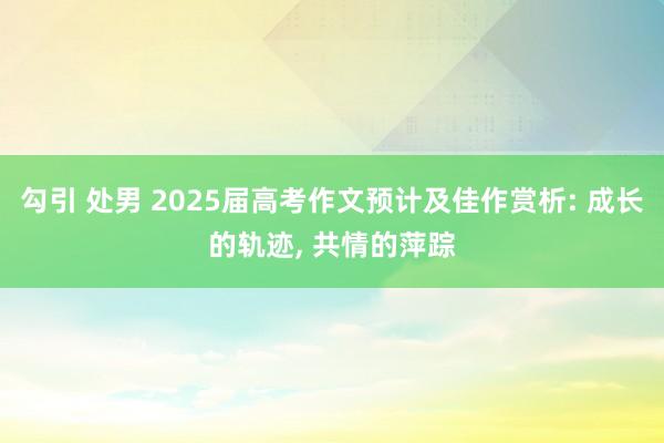 勾引 处男 2025届高考作文预计及佳作赏析: 成长的轨迹, 共情的萍踪