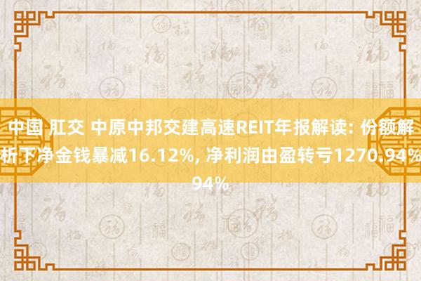 中国 肛交 中原中邦交建高速REIT年报解读: 份额解析下净金钱暴减16.12%, 净利润由盈转亏1270.94%