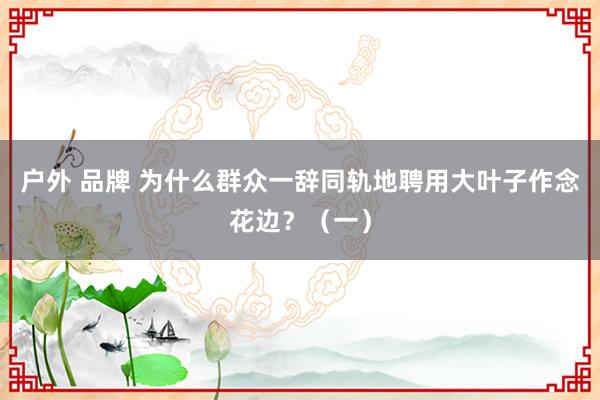 户外 品牌 为什么群众一辞同轨地聘用大叶子作念花边？（一）